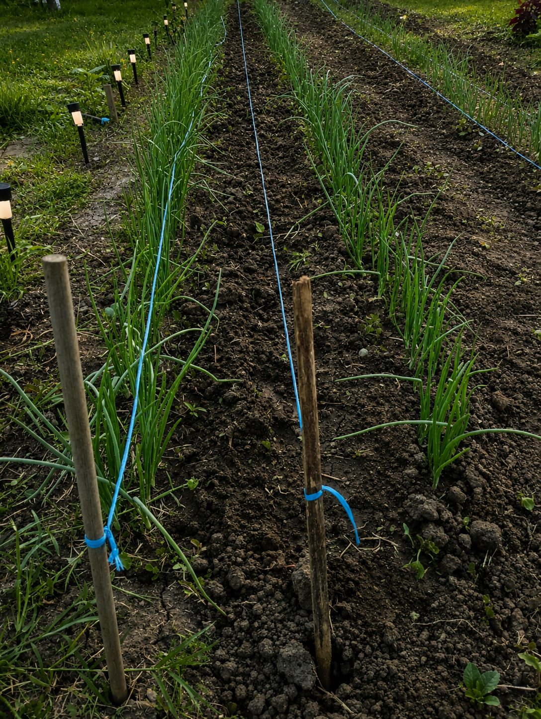 Rânduri de ceapă verde